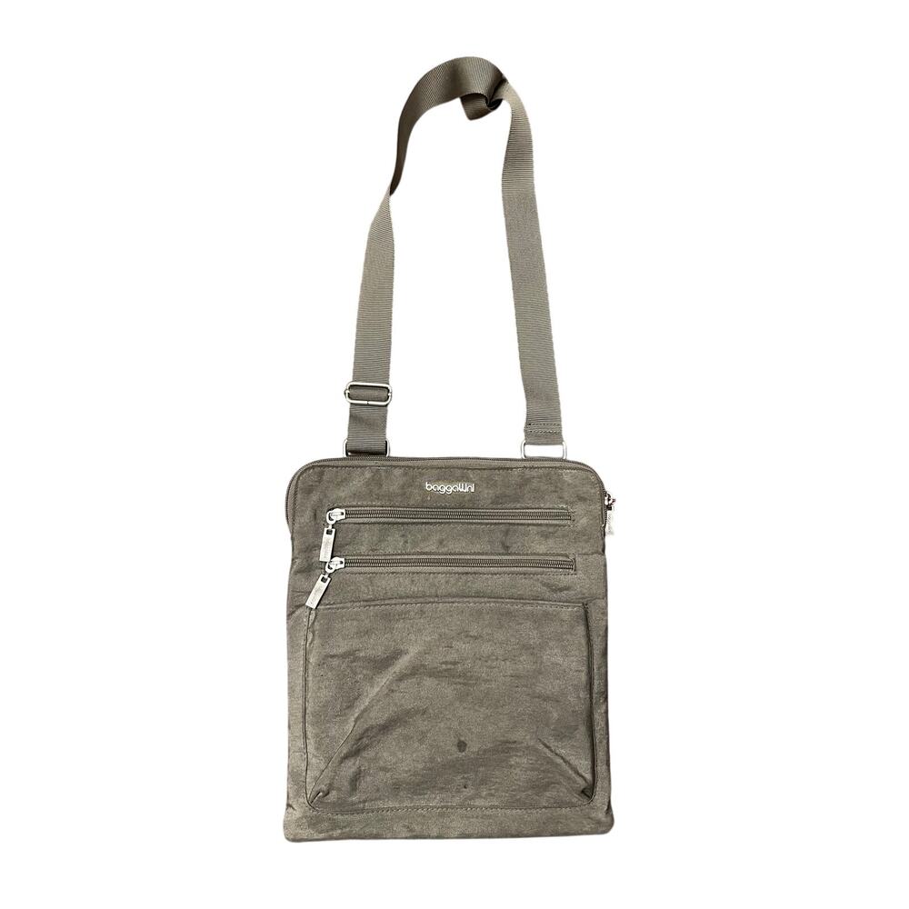Baggallini Modern Pocket Crossbody Sterling Silver Gray Suede Bag - Picture 5 of 11